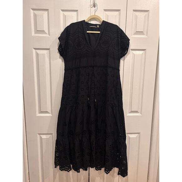 Soft Surroundings Black Maxi Eyelet Dress Size L - Picture 1 of 7